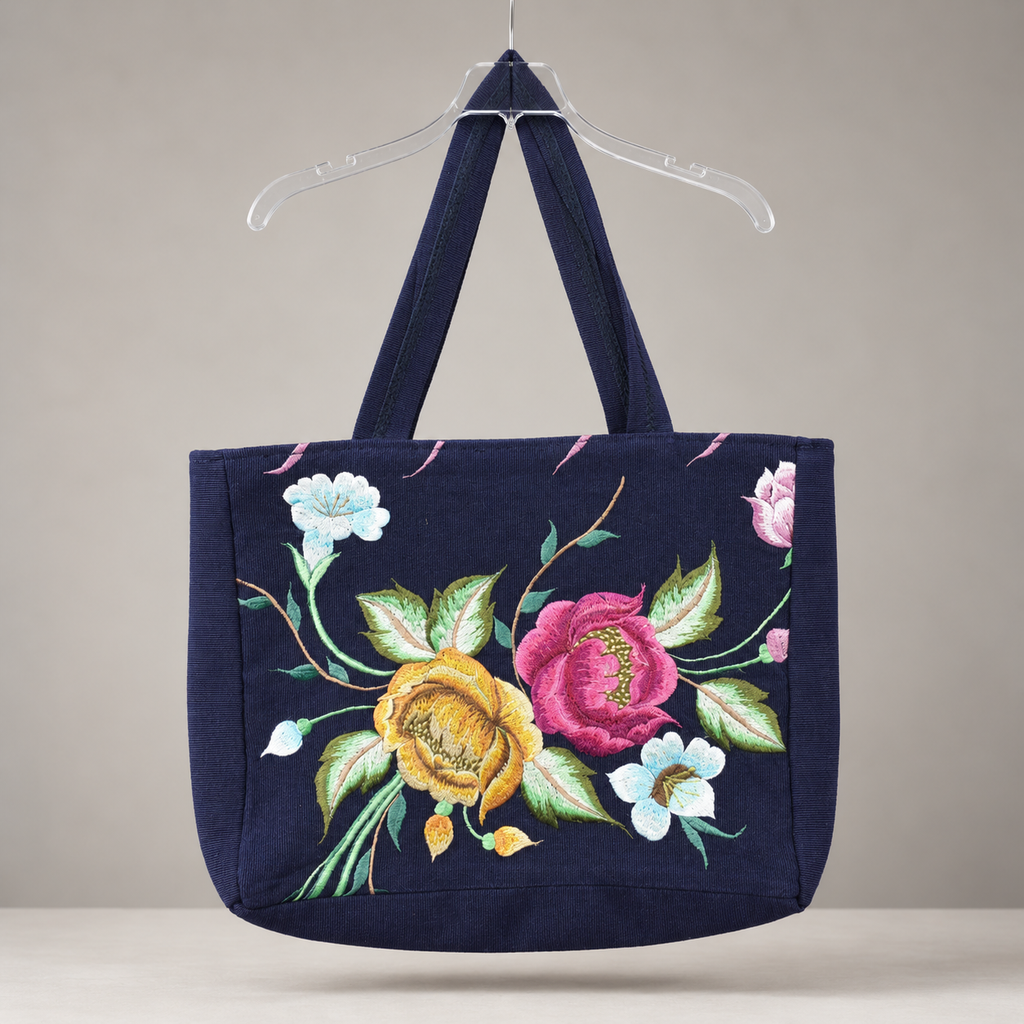 Bolsa de mano bordada Azul Marino
